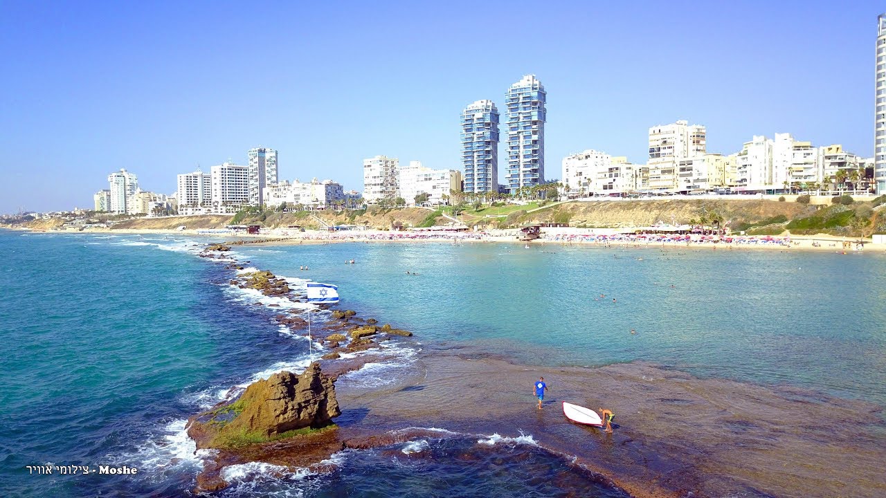 בת ים - חוף הסלע מהרחפן | Israel Bat Yam beach aerial drone video - YouTube