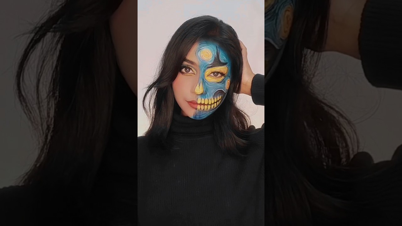 Starry Night Skull Makeup 🌊🤌 #shorts