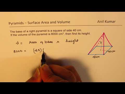 Find Height of Square Pyramid with Given Base Area and Volume