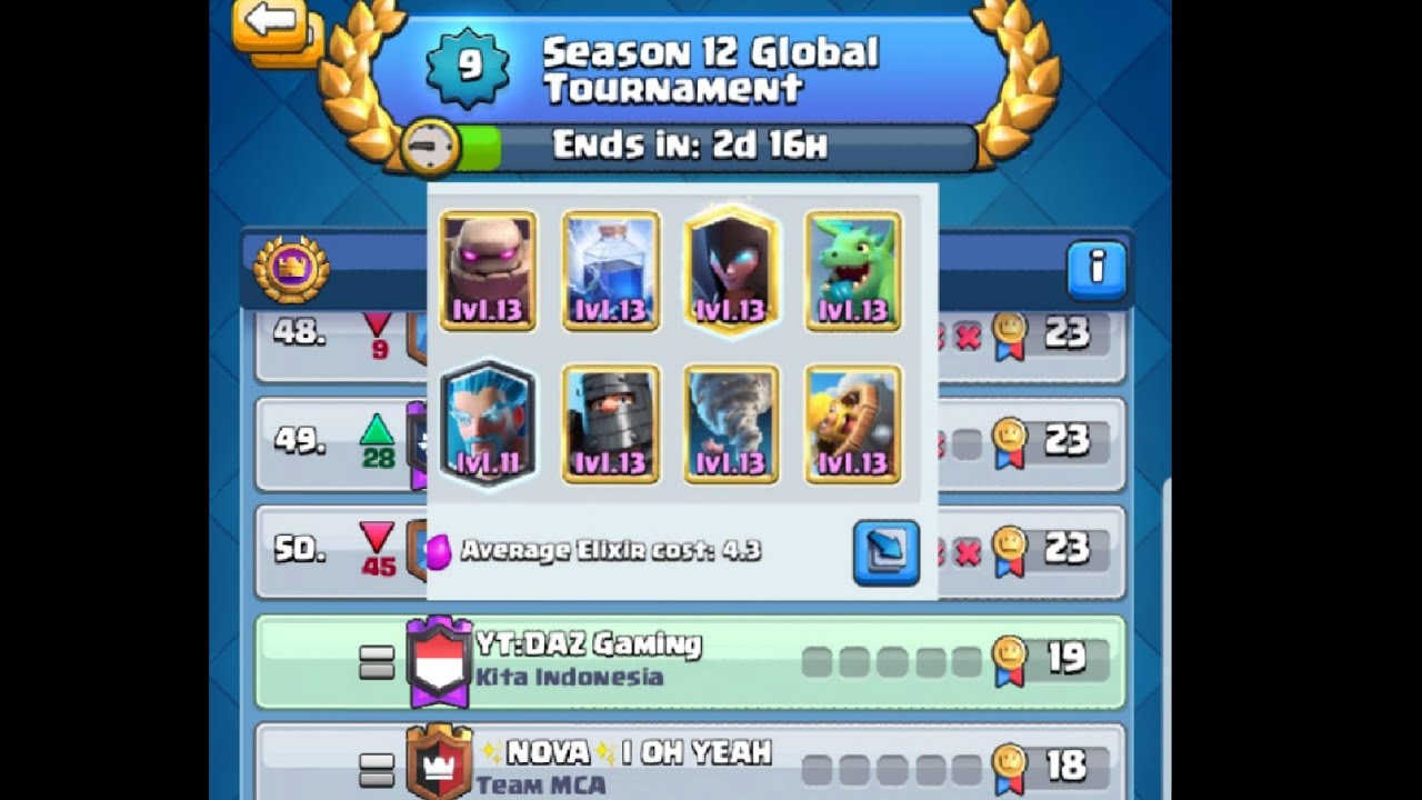 GLOBAL TOURNAMENT SEASON  - EASY (19 - 0) - RECOMMENDED DECK  - CLASH ROYALE