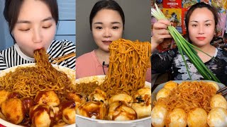 [Mukbang ASMR] Spicy Noodles and Soft Boiled Eggs ( chewy sounds ) 매운 국수와 반숙 계란 먹방