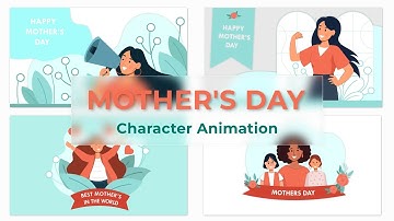 Download Mothers Day Character illustration Animation Scene After Effects Template