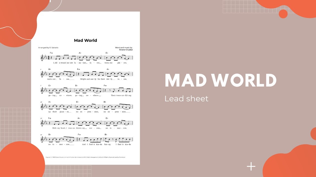 Mad World (Physical Sheet Music)