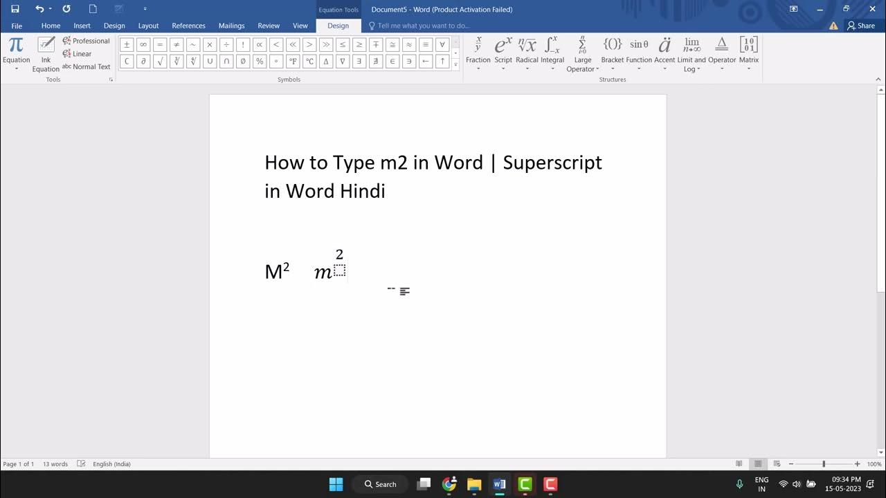 How to type m2 in word superscript in word hindi youtube