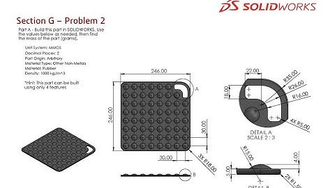 Solidworks CSWA Exam Practice | PART MODELLING | Section G - 2