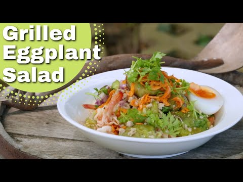 Thai Food, Grilled Spicy Long Eggplant Salad 