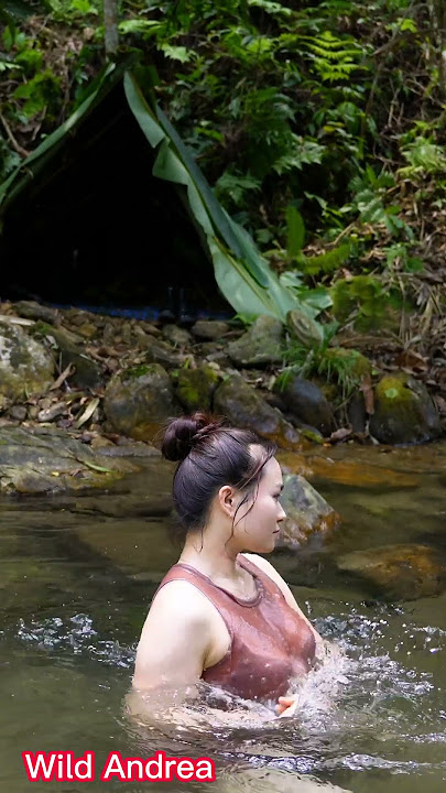Beautiful girl solo camping#camping  #survival #building #challenge #bamboo#shorts #short