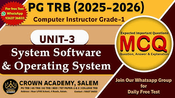 PG TRB 2025-2026 (UNIT-3 : System Software & Operating System) Important Questions (New Syllabus)