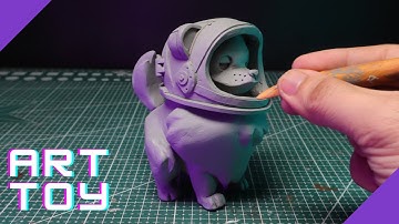 Sculpting Space Dog Art Toy | Polymer Clay Sculpting | Making Toy Out of Polymer Clay