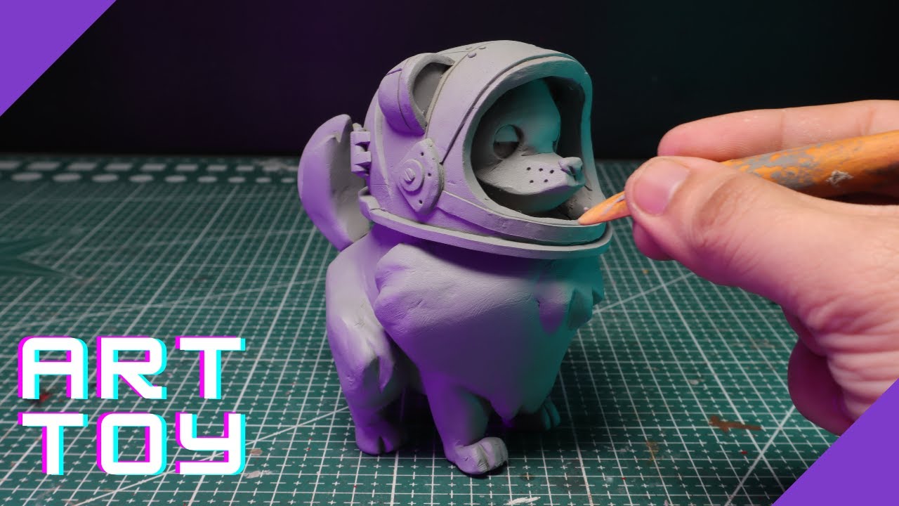Sculpting Space Dog Art Toy | Polymer Clay Sculpting | Making Toy Out of Polymer Clay