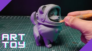 Sculpting Space Dog Art Toy | Polymer Clay Sculpting | Making Toy Out of Polymer Clay