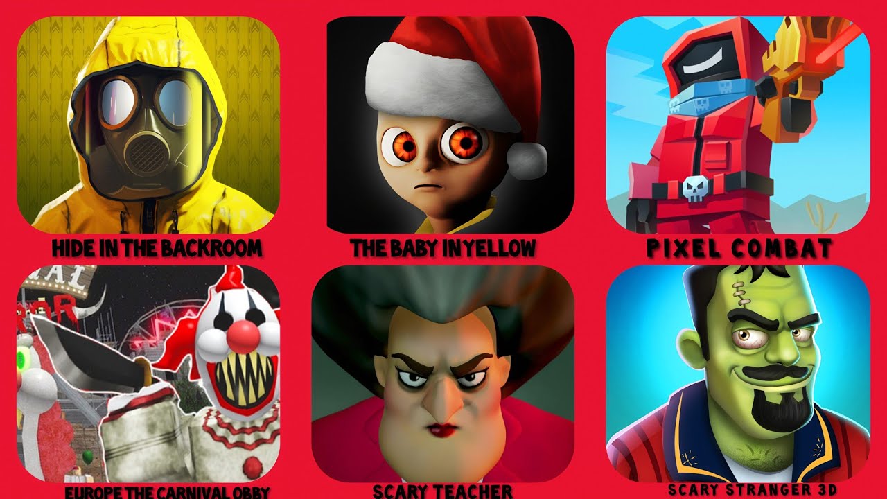 HIDE IN THE BACKROOM,THE BABY IN YELLOW,PIXEL COMBAT,STRANGER Gameplay Walkthrough 