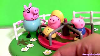 Peppa Pig Roundabout Playground Muddy Puddles Playset Play Doh Mummy Daddy Nickelodeon Toys