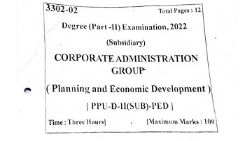 B.com 2nd year Planning and Economic Development question paper 2022
