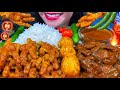 ASMR SPICY CHICKEN FEET CURRY, CHICKEN LIVER &amp; GIZZARD CURRY, EGG CURRY, RICE MASSIVE Eating Sounds