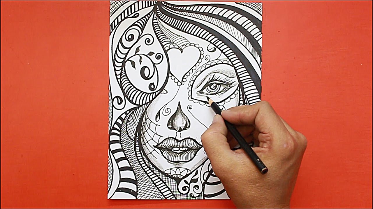 Dibujando Rostro Mujer estilo Mandala│Drawing mandala - YouTube