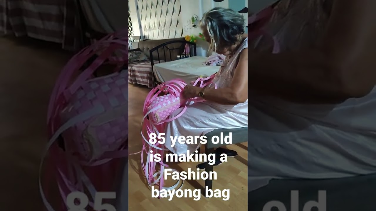 85 years old is making a fashion bayong bag