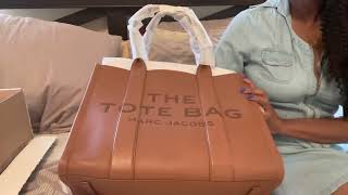 Marc Jacobs Leather tote bag Unboxing!! with Comparison to LV Neverfull