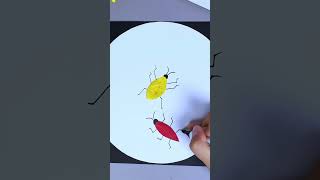 Go out on holiday and pick up some colorful leaves to make a creative insect sticker. Kindergart