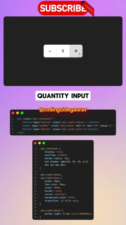 Quantity Input using HTML And CSS |#trending #shortvideo - YouTube
