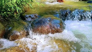 soft waterfall sound for long sleep, river water and birds, relax with the sound of nature