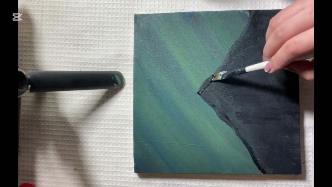 Mesmerizing Northern Lights Painting | Aurora Sky & Mountain Landscape Art