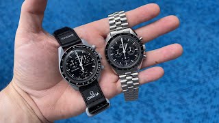 $250 Swatch MoonSwatch Moon vs. $8,500 Omega Speedmaster Professional Moonwatch review &amp; unboxing 4K