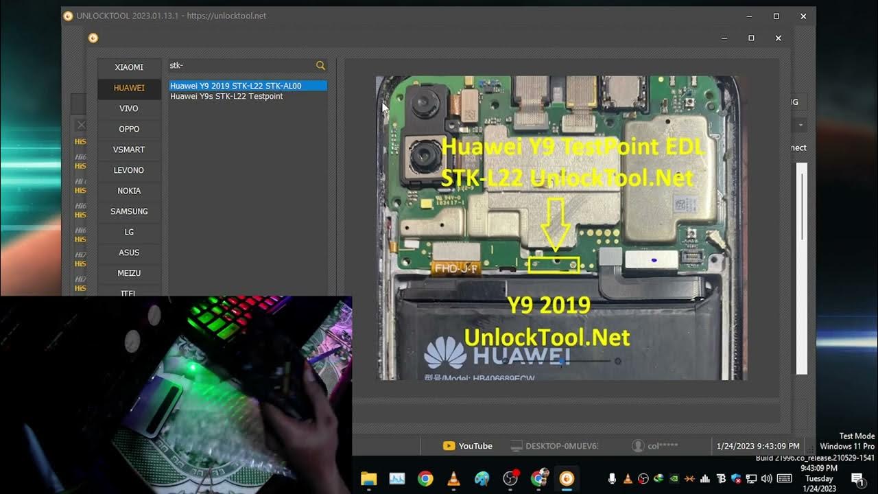 Huawei stkl22 y9 frp done test point by unlocktool YouTube