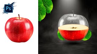 Apple manipulation by Photoshop. Red apple.Photoshop Tutorial for beginners.