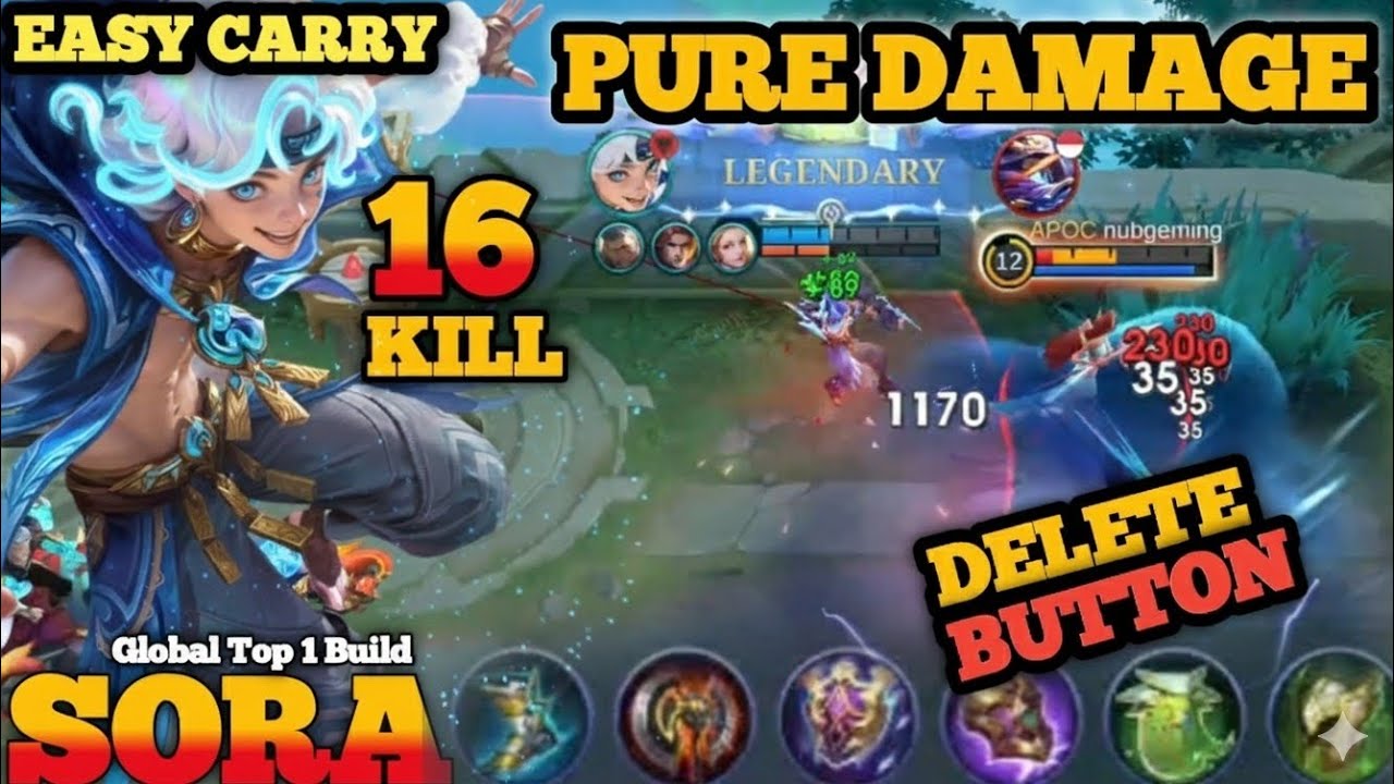 16 KILLS + NOT DEAD‼️ SORA EXP LANE IS BROKEN!😱 Best Sora Build 2026 & Deadly Combo - Mobile Legends
