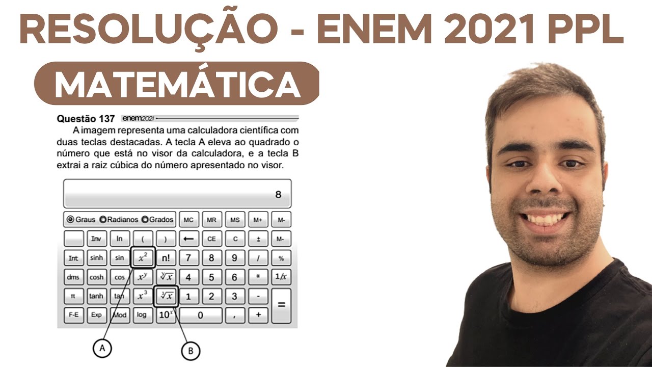 ENEM 2021 PPL A imagem representa uma calculadora científica com duas ...
