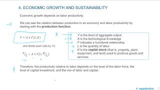 describe the production function approach to analyzing the sources of economic growth;