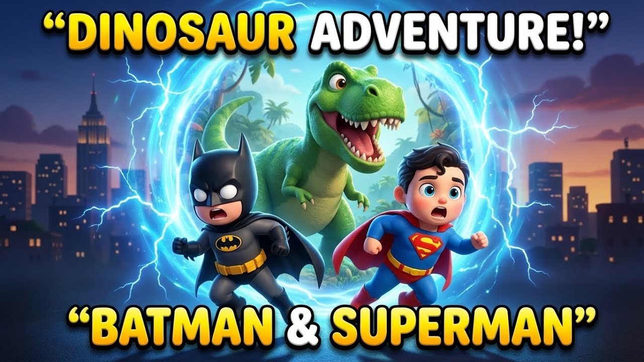 Batman & Superman Kids Adventure 🦖 Dinosaur Story | Superhero Cartoon for Kids