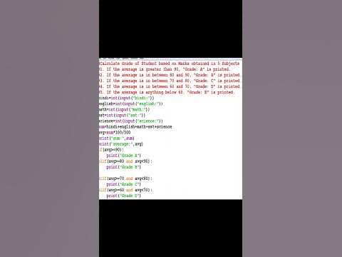 #shorts python program calculate grade #youtubeshorts - YouTube