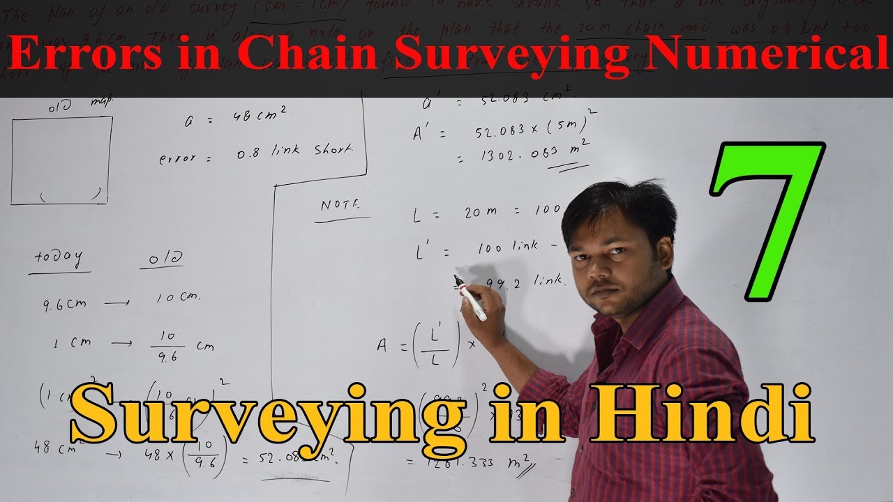 Errors In Chain Surveying Numerical Surveying In Hindi Lecture 7 