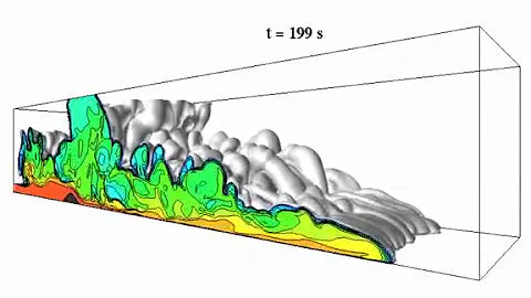 Turbulent Pyroclastic Density Current over an Obstacle
