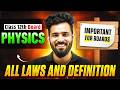 Class 12 Physics All Laws and Definitions 🔥 | 30+ Marks Pakka In Physics | CBSE Board Exam 2026