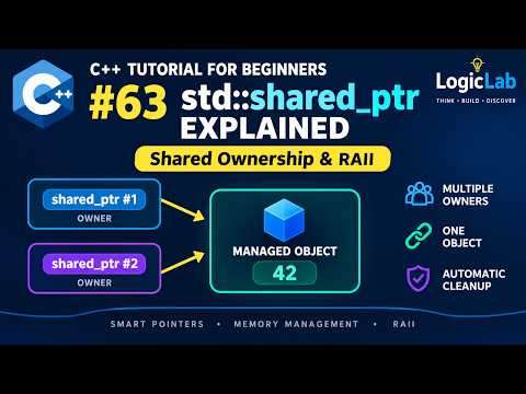 C++ Tutorial for Beginners #63 — std::shared_ptr Explained | Shared Ownership & RAII