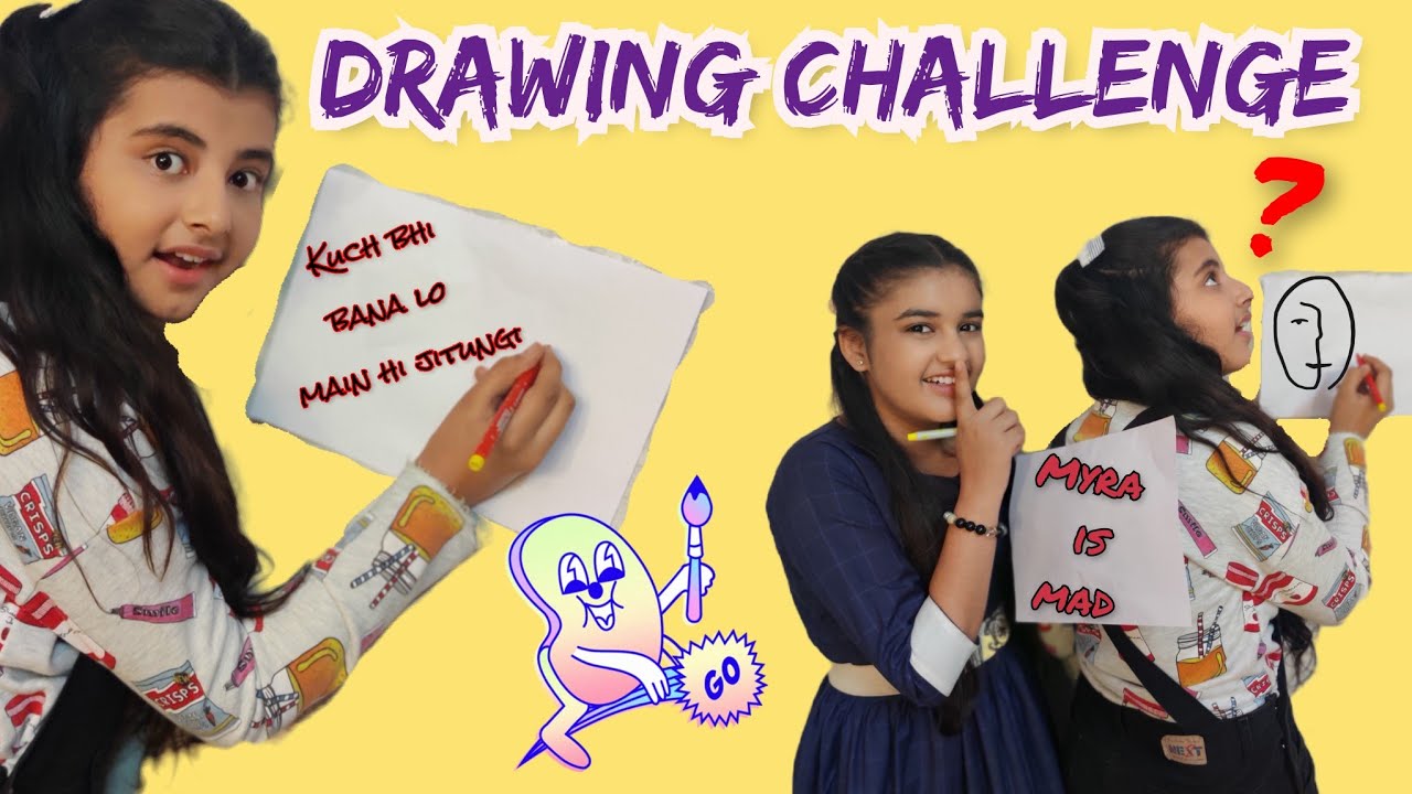Drawing challenge || challenge with friend || Myra singh || khushi bhradwaj