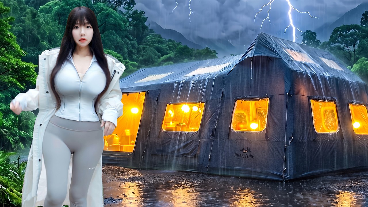 ⁣☔NONSTOP HEAVY RAIN CAMPING IN A LUXURY AIR TENT⚡│RAIN ASMR│HEAVY RAIN│CAMPING│RAIN CAMPING│