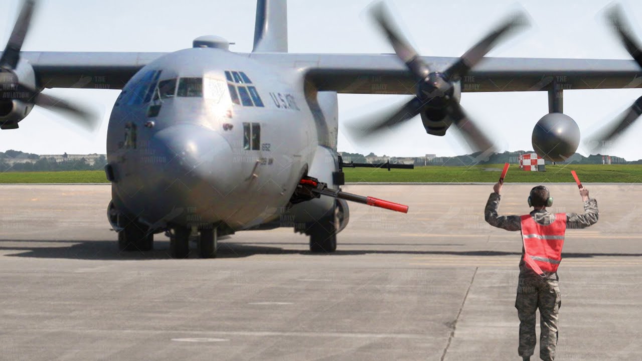 Fully Loaded US AC130 Gunship Takes Off For Air Assault Exercise