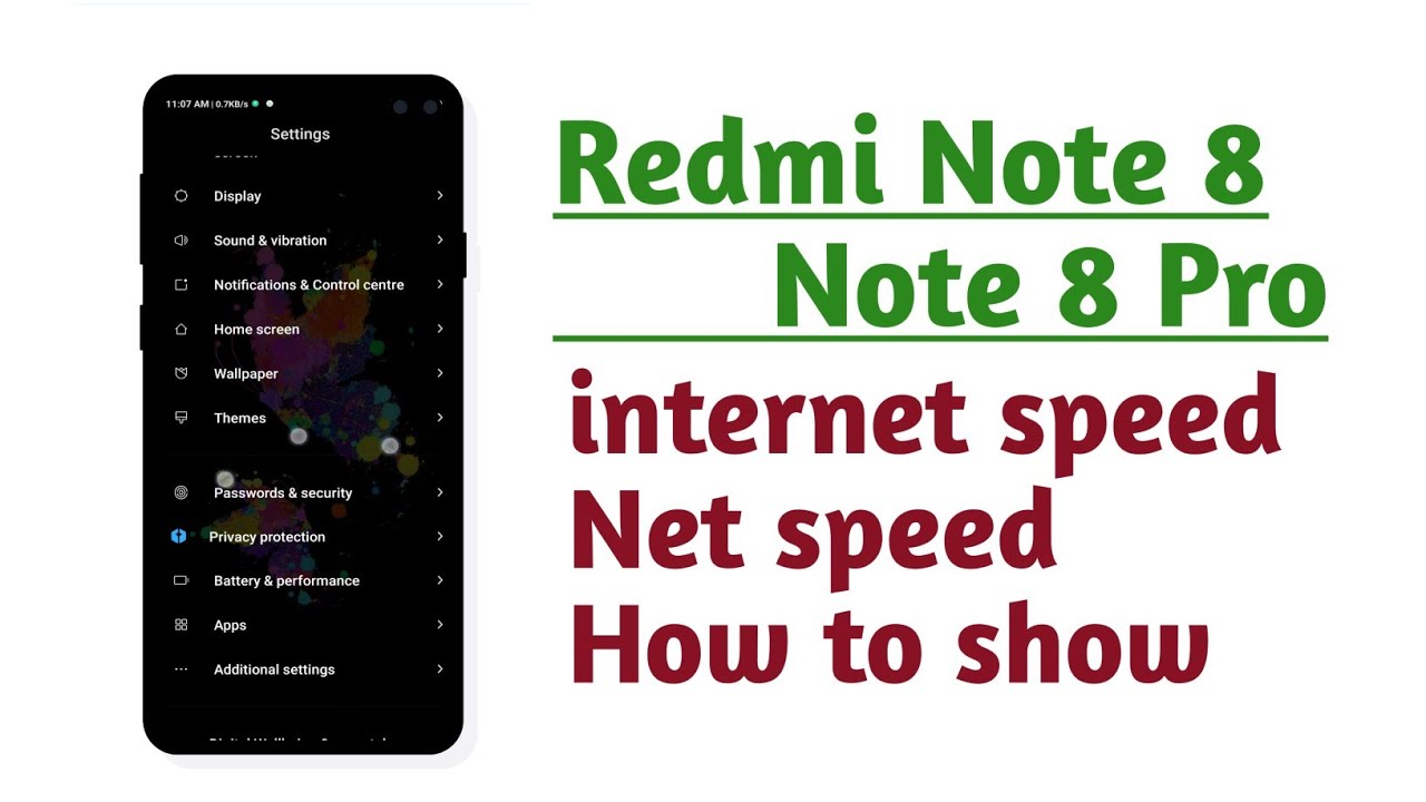 Redmi Note 8 , Note 8 Pro , internet speed net speed How to show