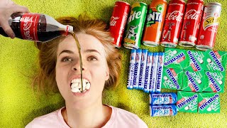 Coca Cola, Sprite Fanta and mouth vs Mentos in Big Underground experiment