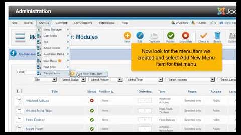 How to use the Menu Manager in Joomla 2.5