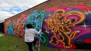 Satisfying Neon Street Art of Jerry, Mickey Mouse, Itchy, Mighty Mouse, and Danger Mouse! #art