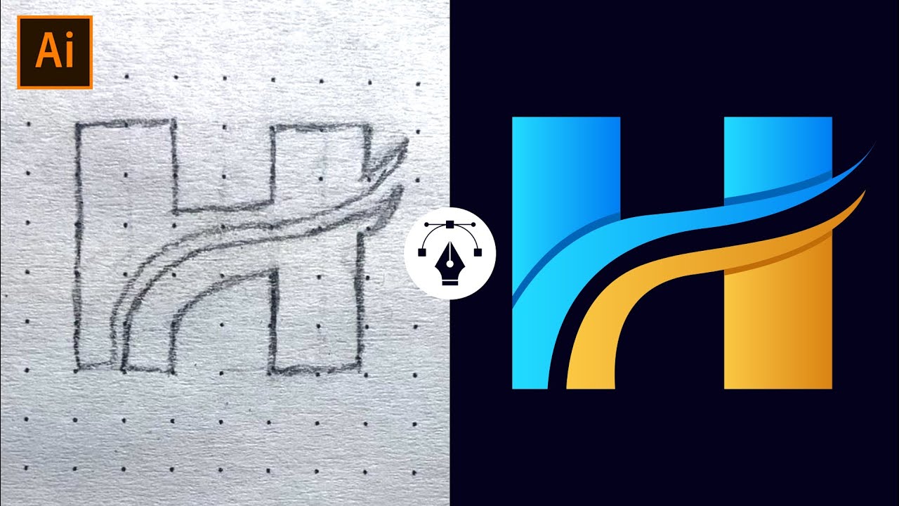 Adobe Illustrator Tutorial - How to Create Logo Design From Sketch ...