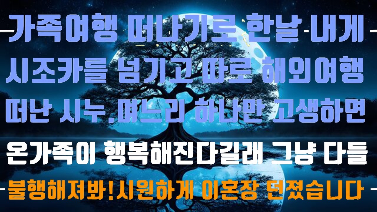 [실화사연]가족여행 가는데 나한테 시조카 맡기고 해외여행 간 시누 [신청사연][썰][사이다썰]