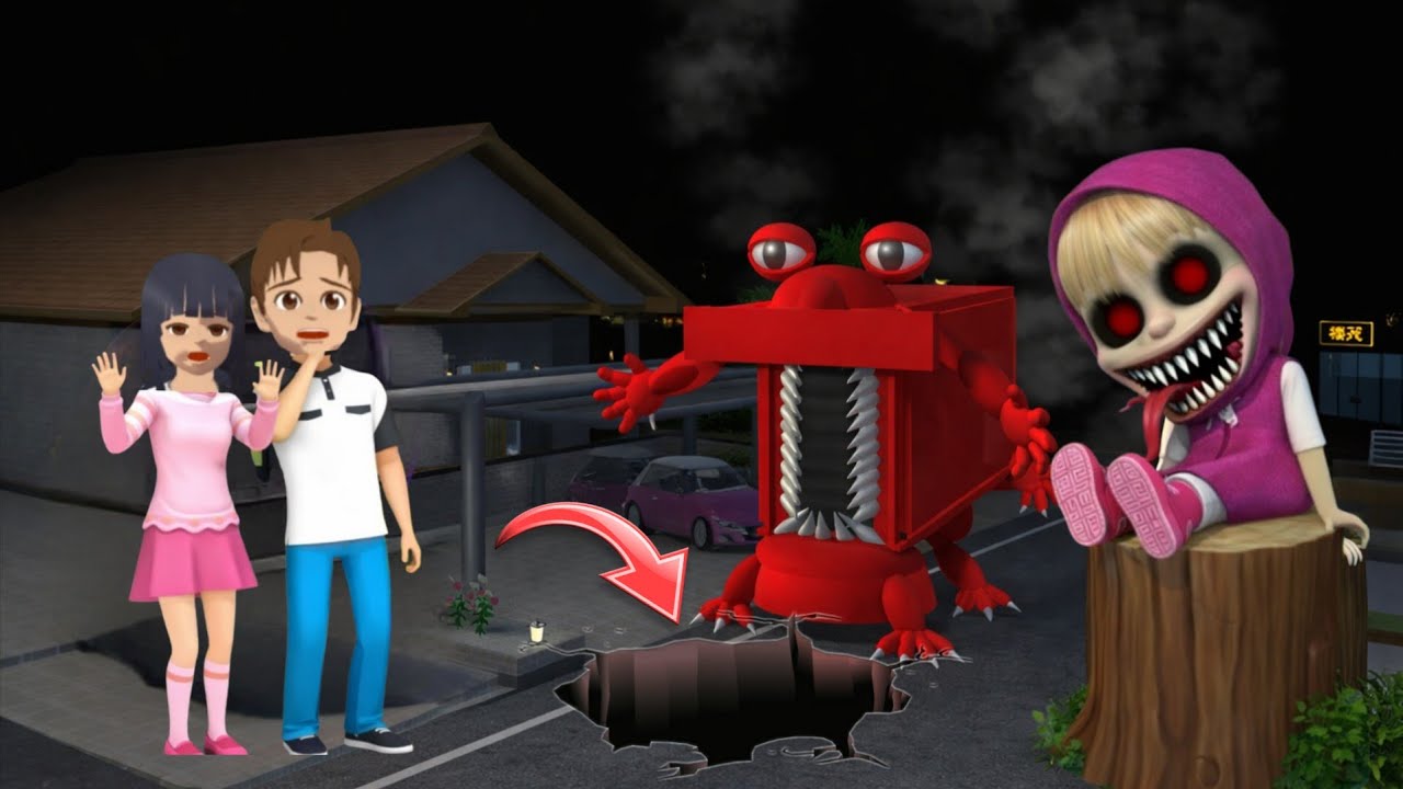 Yuta mio panicked  Seeing Masha Ghost house at CCTV at road // sakura school simulator 👿👺