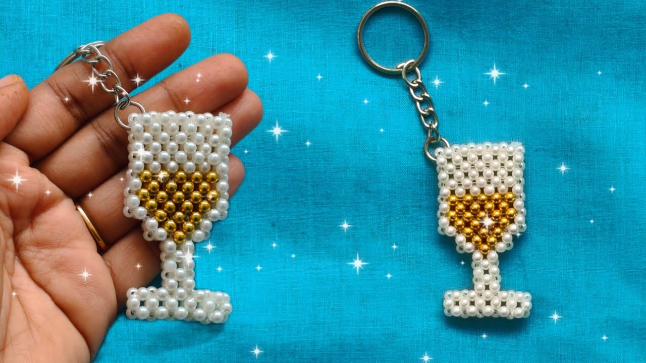 Beaded Cup Keychain | Glass making with beads | DIY Easy Keychain making | Tutorial | Beads Mug 