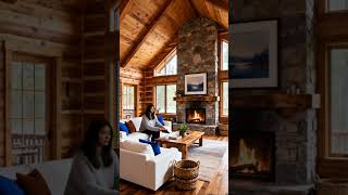 Rustic Cabin Living 🪵🔥 | Cozy Mountain Home with Stone Fireplace